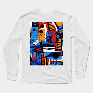 Vibrant Abstract Geometric Artwork with Bold Colors Long Sleeve T-Shirt